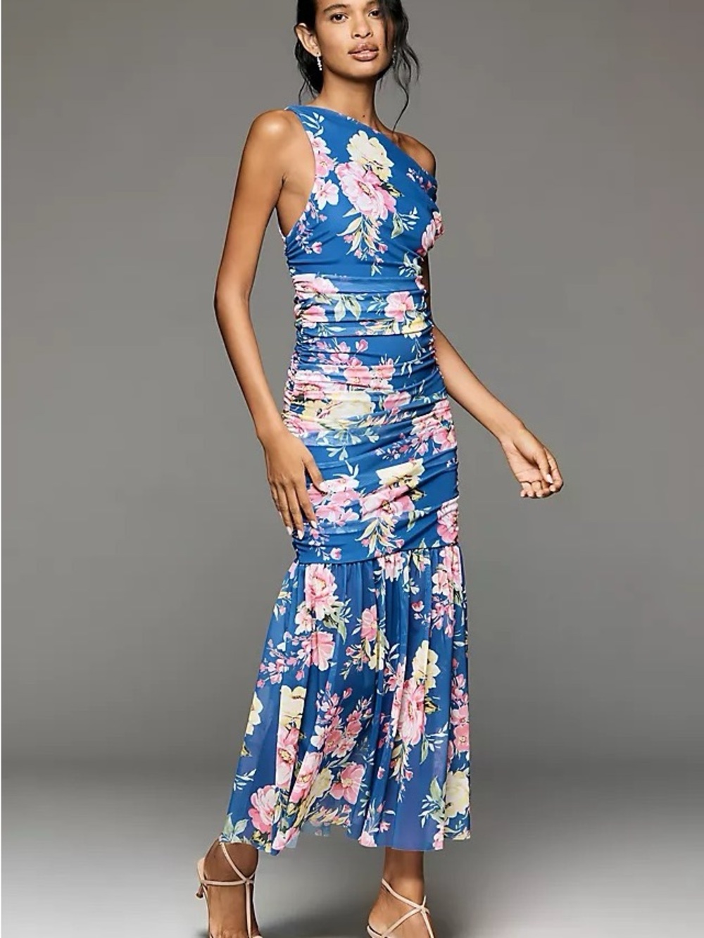 NWT By Anthropologie Off Shoulder Printed Mesh Maxi Dress Sz M